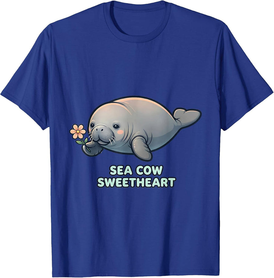 Sea Cow Sweetheart Cute Kawaii Manatee Lover Gift T-Shirt - Royal Blue