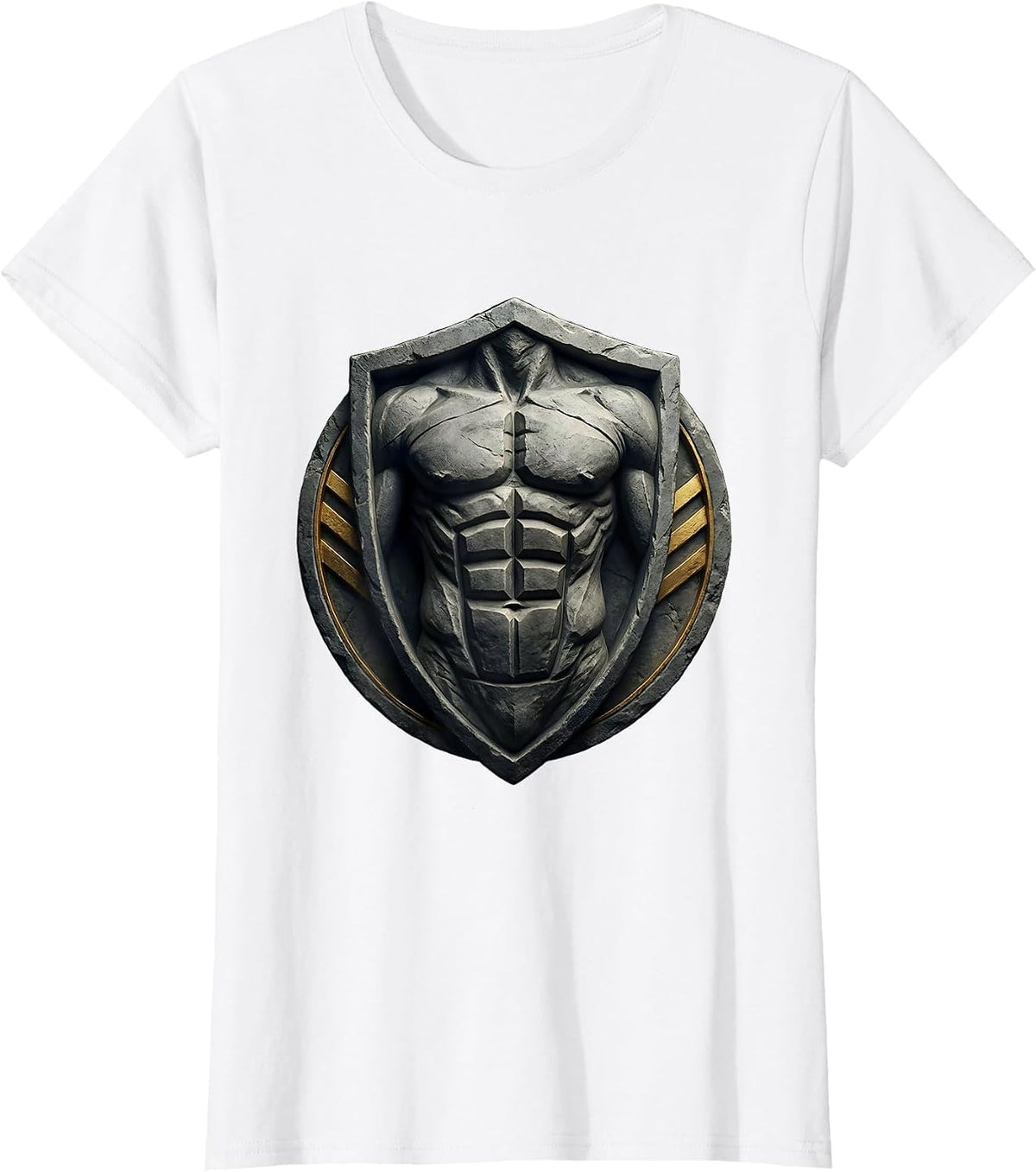 Women's Stone Carved Six-Pack Abs Graphic Tee T-Shirt - White