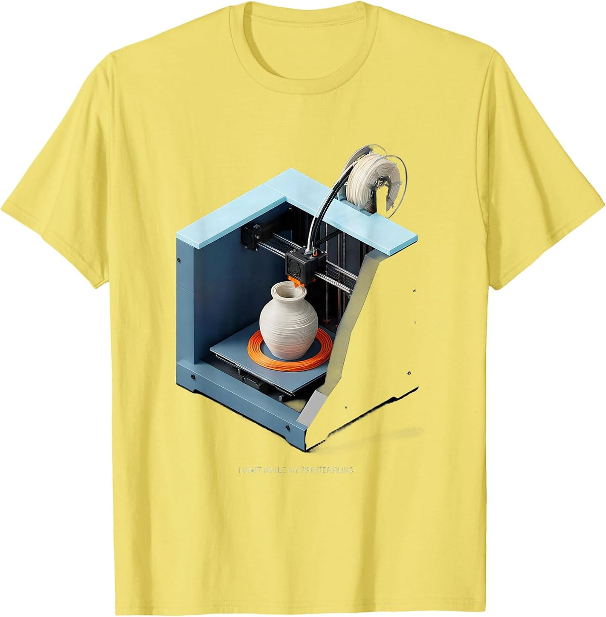 Men's I Wait While My Printer Runs Funny 3D Printing Hobbyist Gift T-Shirt - Lemon Yellow