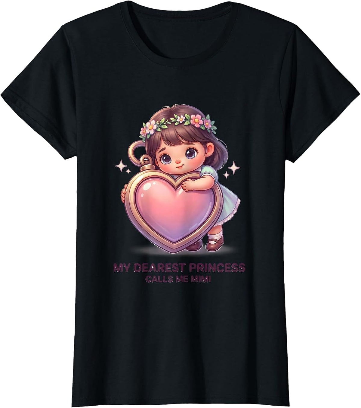 Women's My Dearest Princess Calls Me Mimi Cute Kawaii Grandma Gift T-Shirt - Black