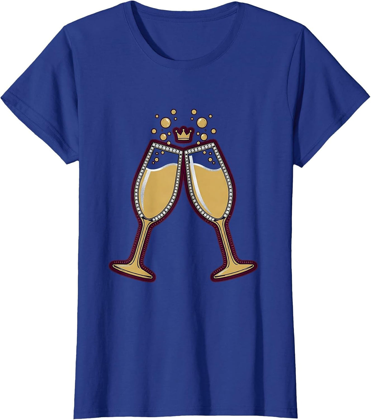 Women's Birthday Celebration Champagne Clinking Glasses T-Shirt - Royal Blue