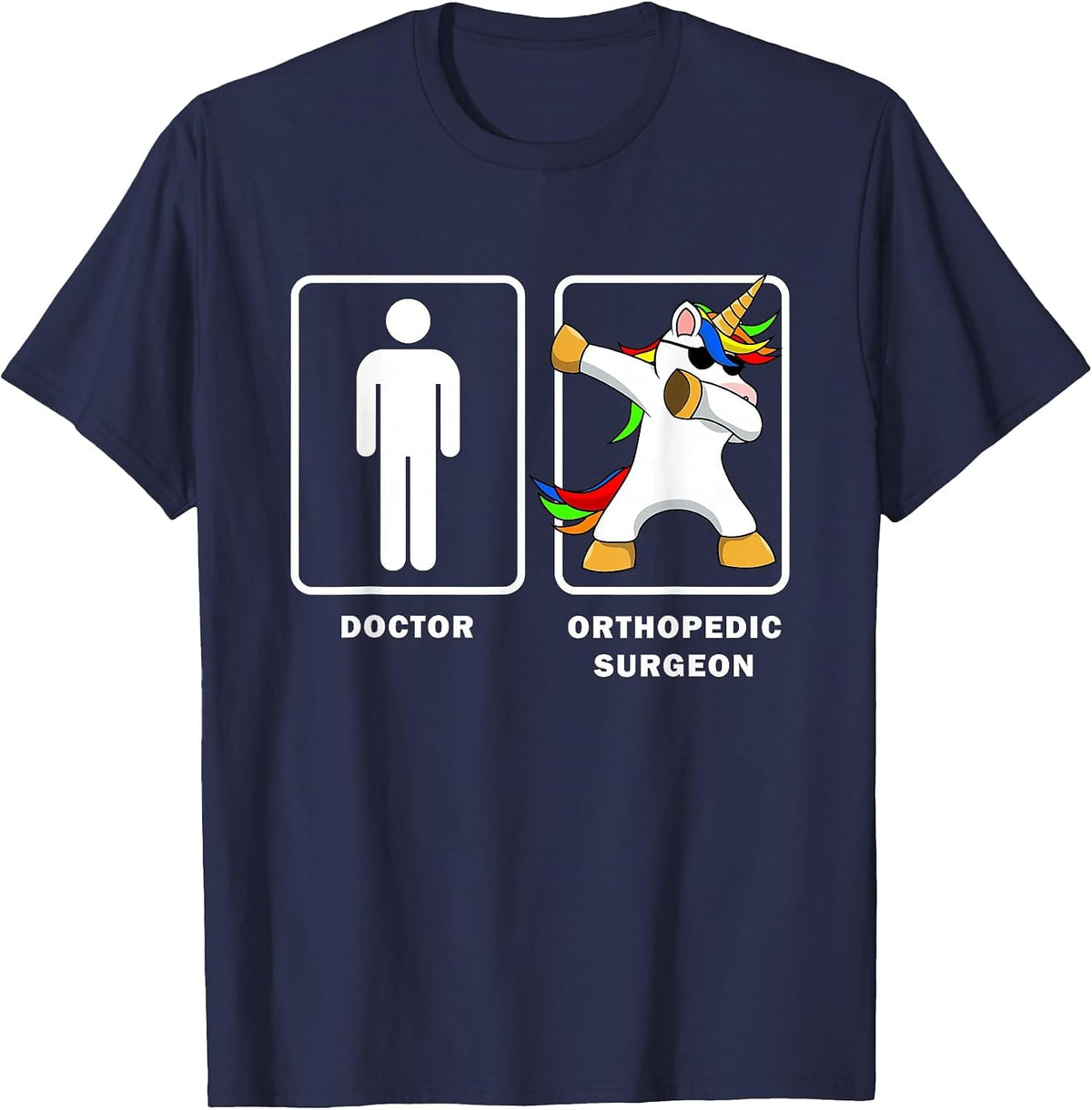 Orthopedic Surgeon VS Doctor Dabbing Unicorn Medical Shirt T-Shirt - Navy Blue