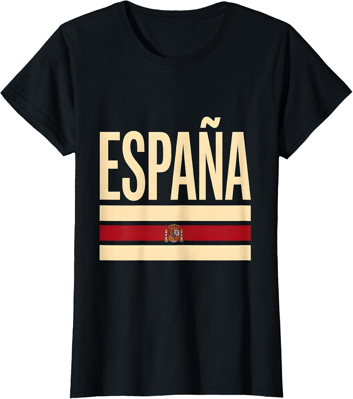 Women's España Spanish Flag Heritage Souvenir Travel Pride T-Shirt - Black