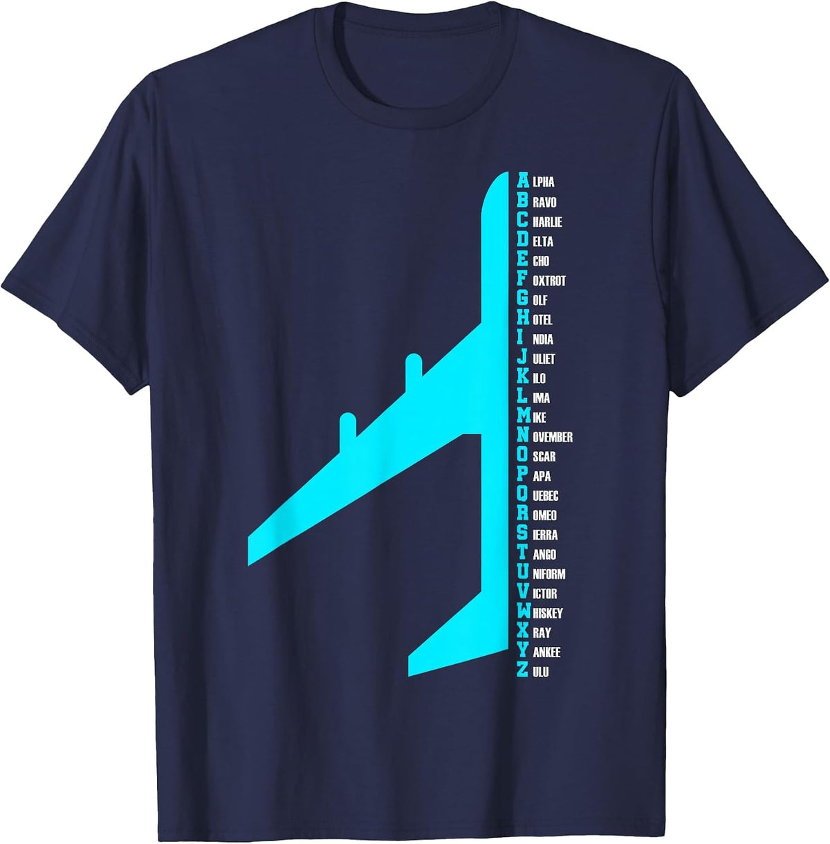 Phonetic Alphabet Pilot Airplane Funny Aviator Lover T-Shirt - Navy Blue