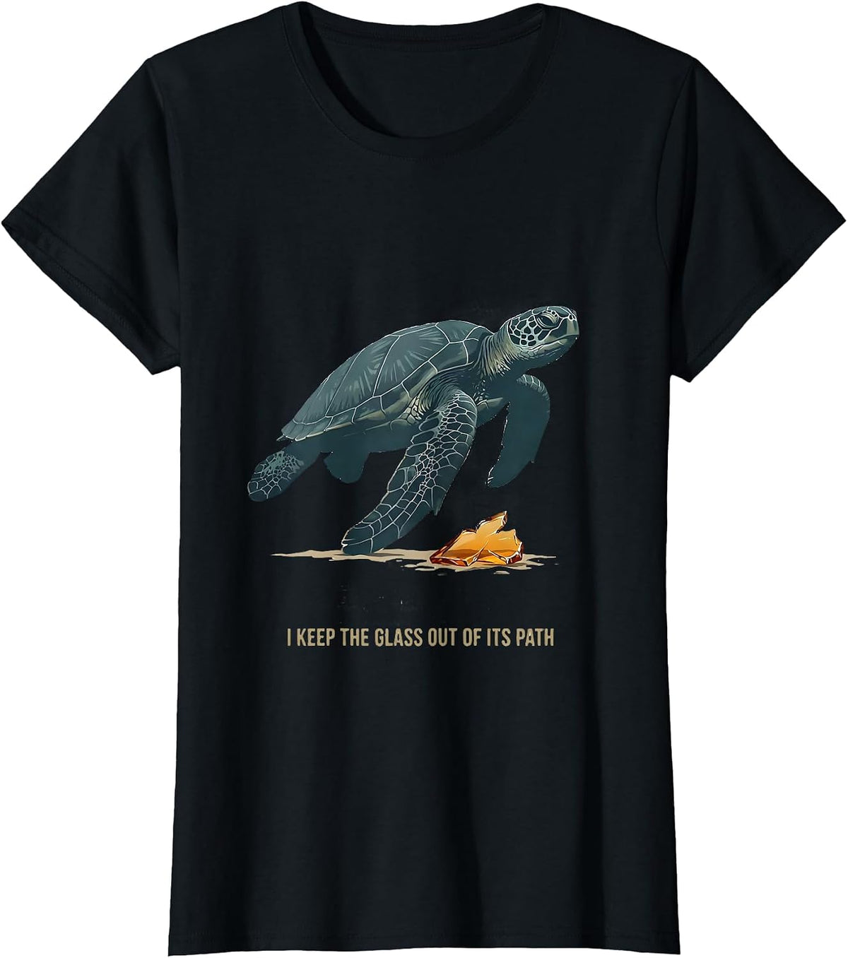 I Keep The Glass Out Of Its Path Sea Turtle Ocean Lover T-Shirt - Black