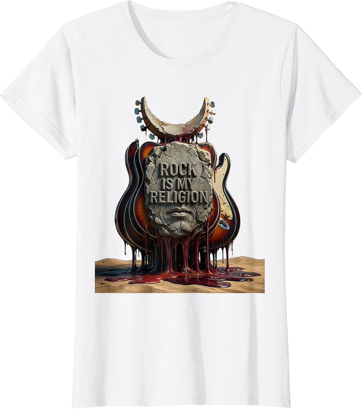 Rock Is My Religion Band Music Graphic Design T-Shirt - White