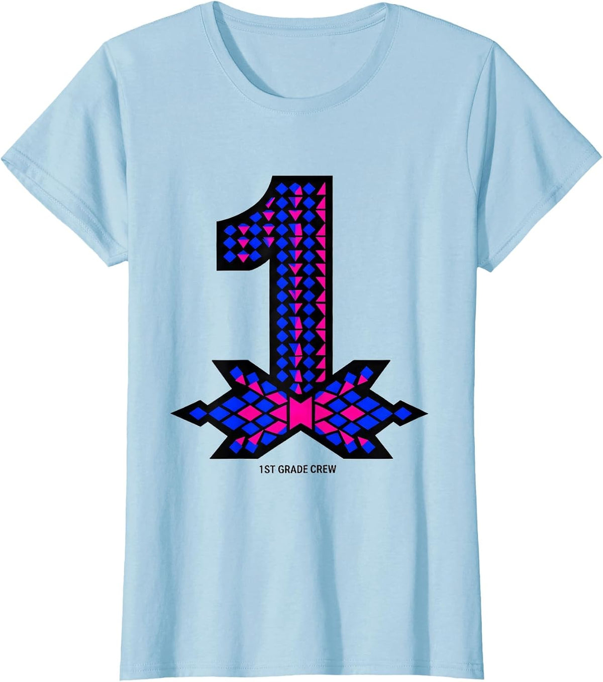 1st Grade Crew Geometric Coquette Bow Back To School First T-Shirt - Baby Blue