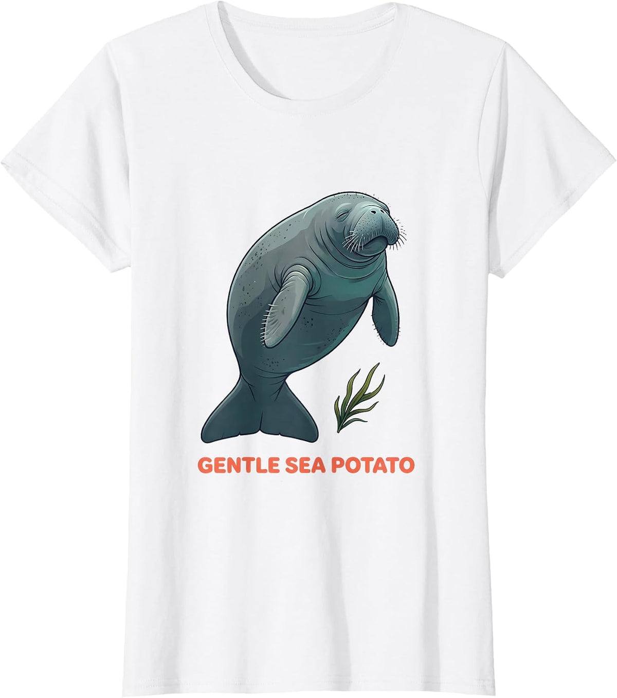 Women's Gentle Sea Potato Funny Manatee Sea Animal Lover Gift T-Shirt - White