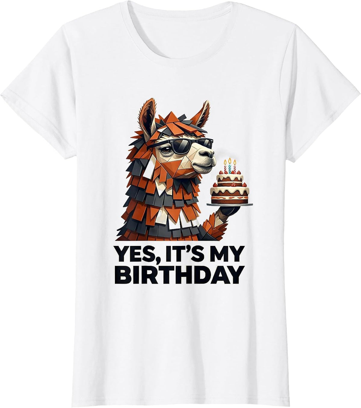 Yes Its My Birthday Llama Pinata Boy Girl Party Humor T-Shirt - White