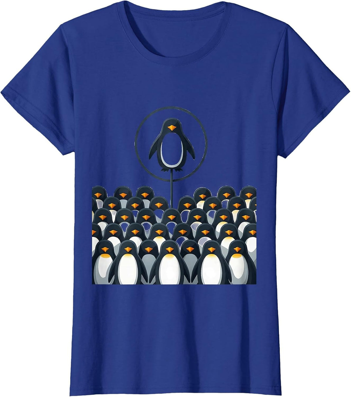 Women's Penguin Huddle Minimalist Animal Lover Halloween Costume T-Shirt - Royal Blue