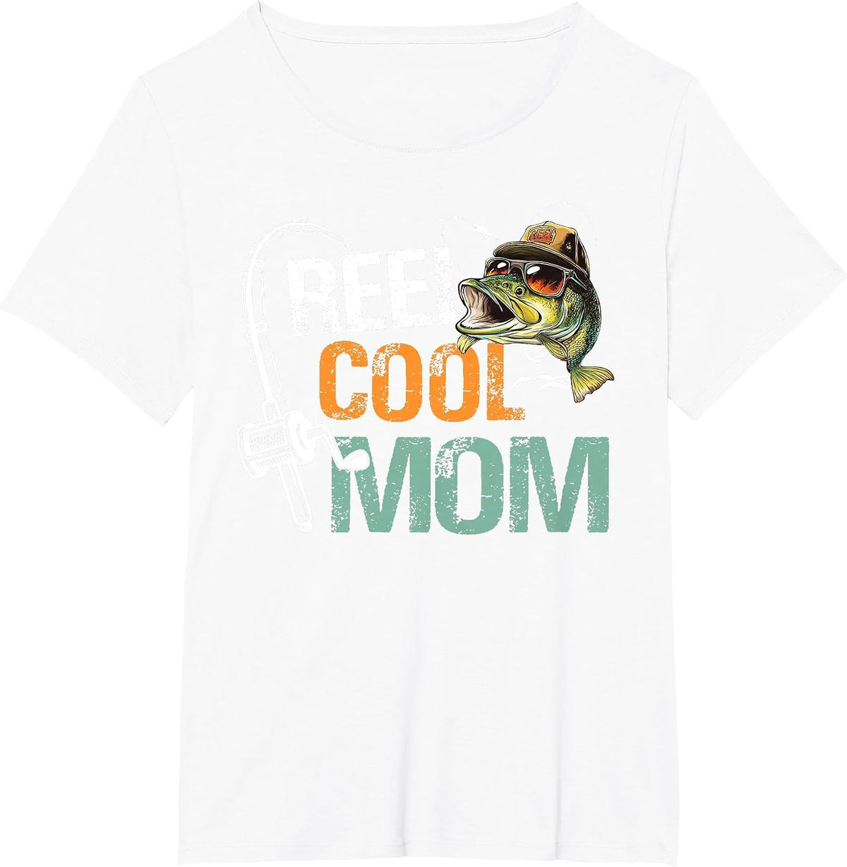 Reel Cool Mom Fishing Mum Birthday Vintage T-Shirt - White