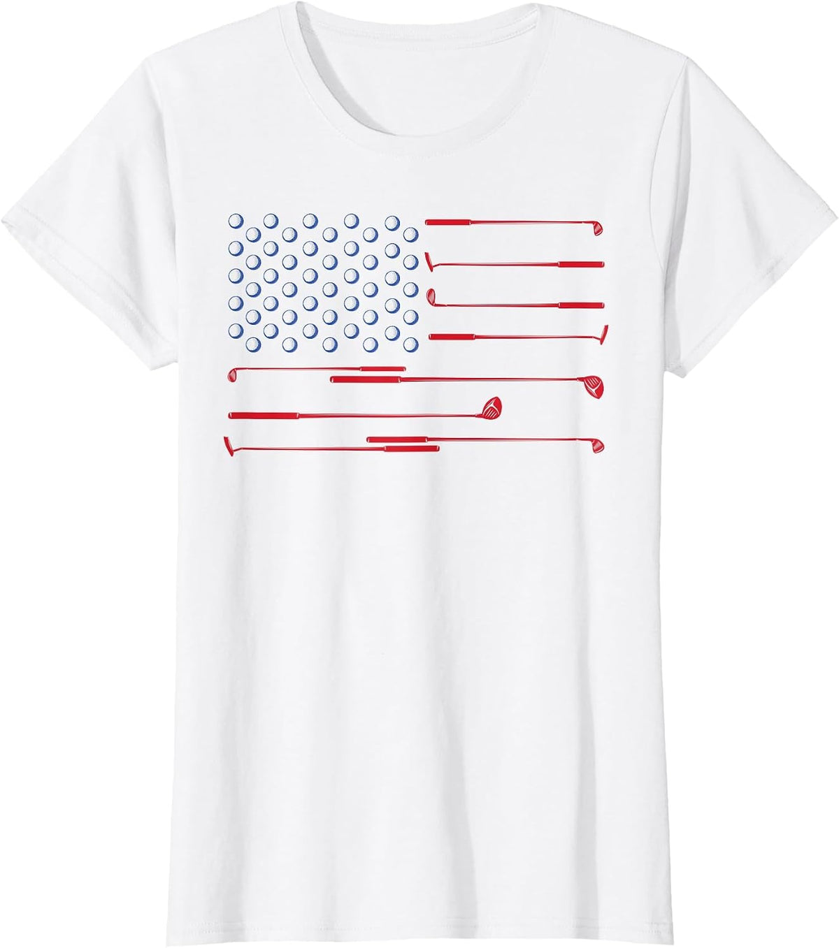 American Flag Golf Club Patriotic 4th of July Memorial Day T-Shirt - White