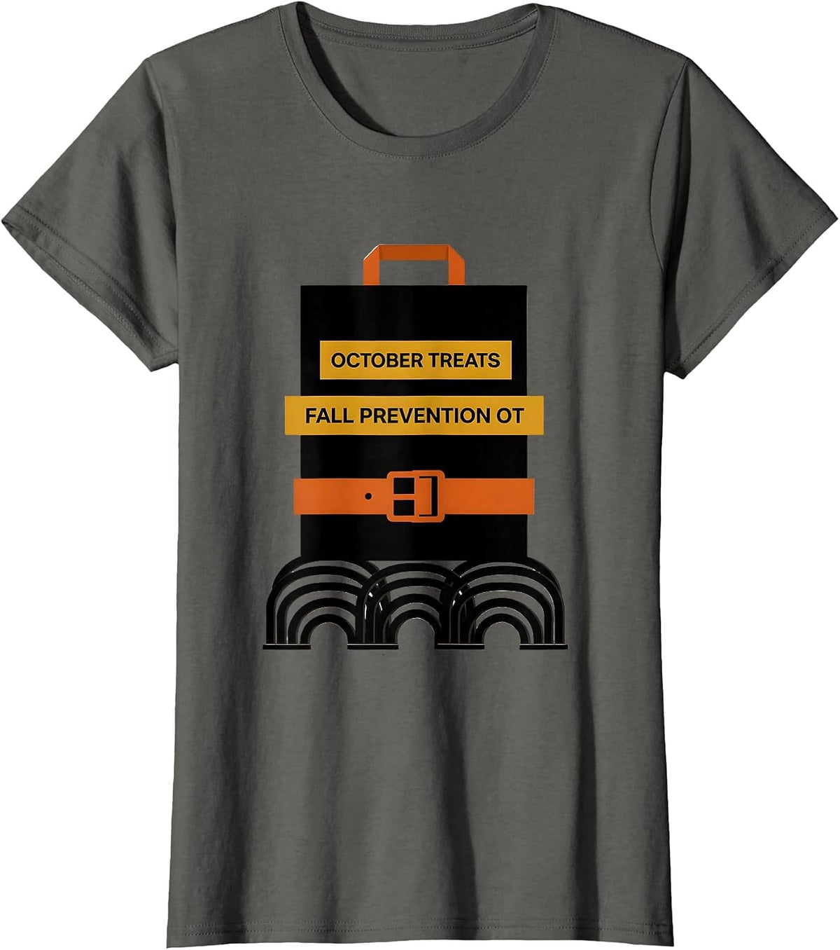 Women's October Treats Fall Prevention OT Nurse Physical Therapy T-Shirt - Asphalt Grey