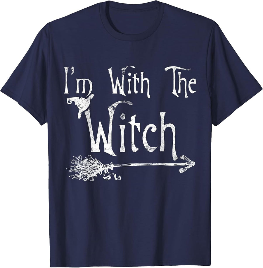 I'm with The Witch Funny Halloween T-Shirt - Navy Blue
