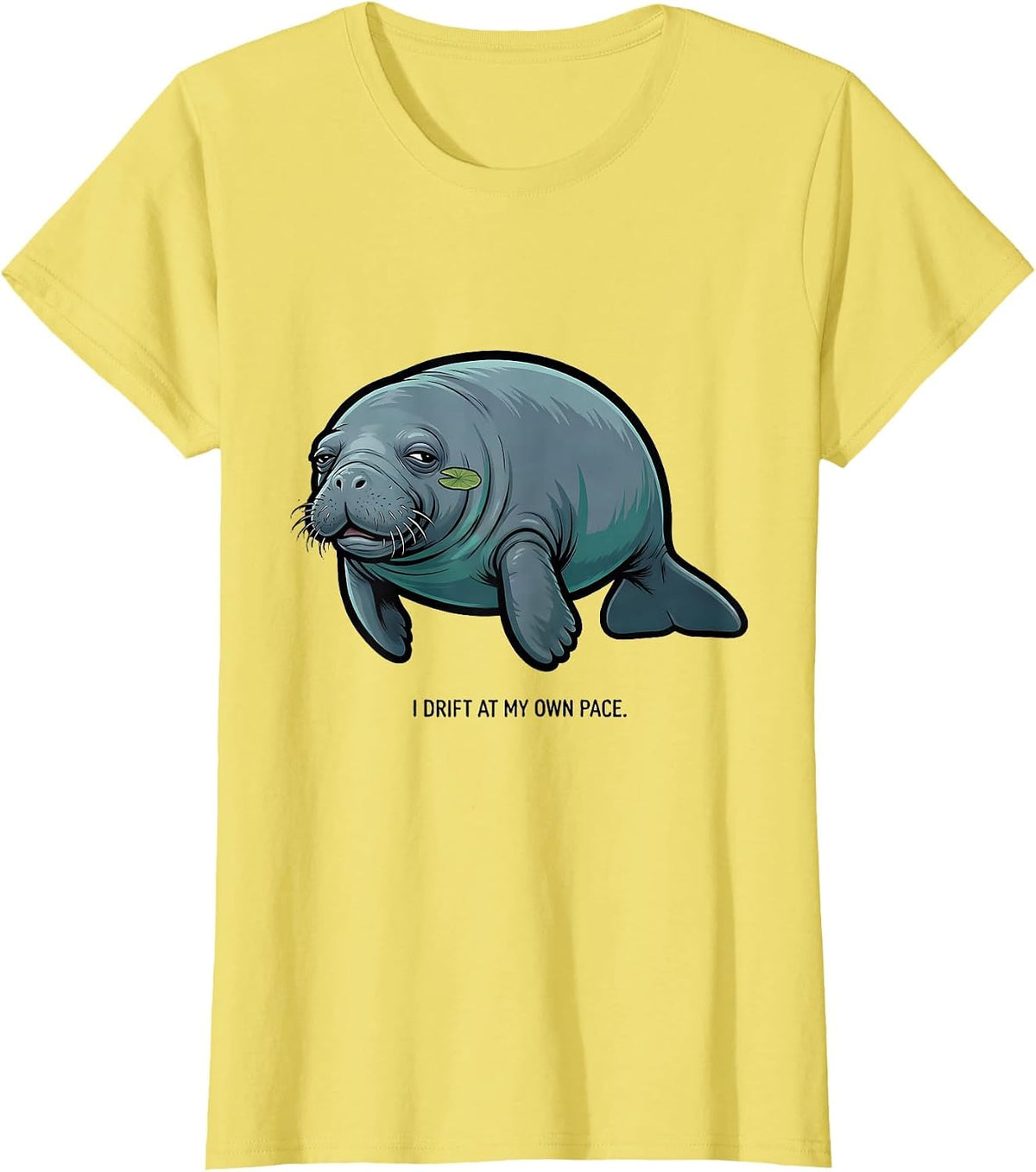 I Drift At My Own Pace Funny Manatee Sea Animal Lover T-Shirt - Lemon Yellow