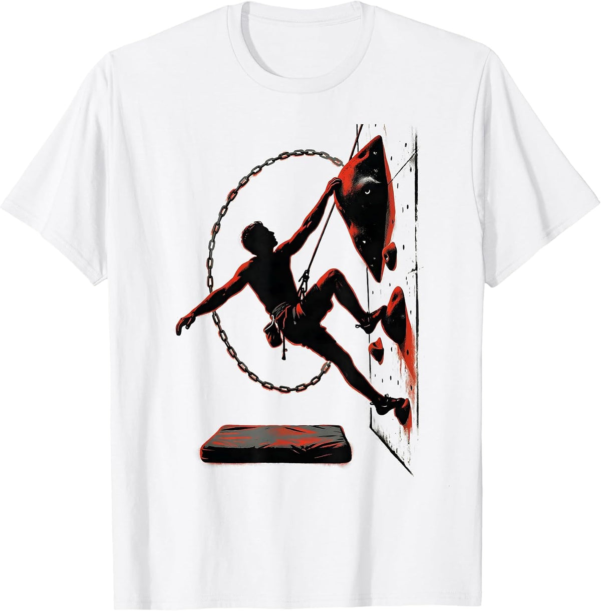 Men's Climbing Silhouette Bouldering Enthusiast Humor T-Shirt - White