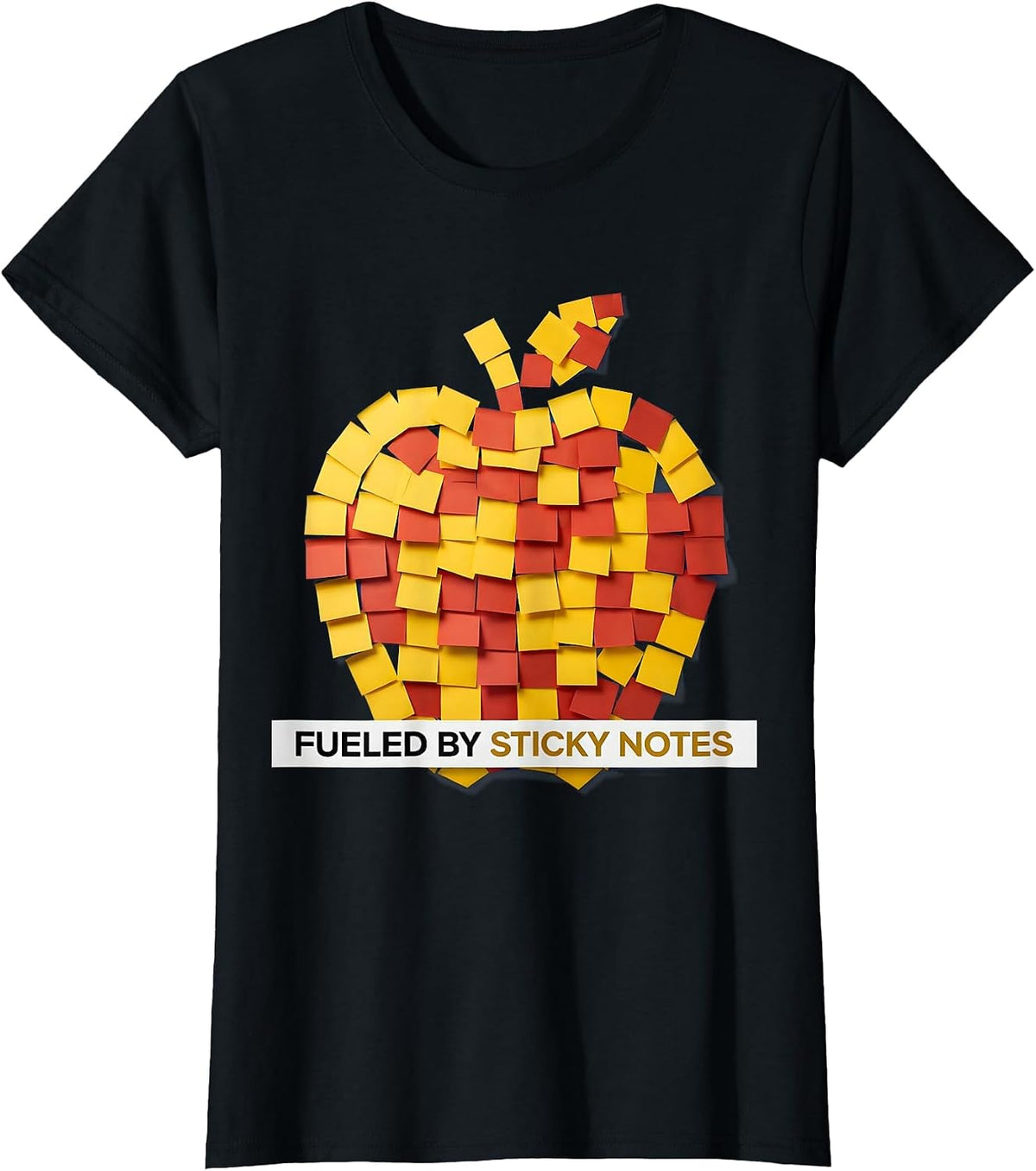 Fueled By Sticky Notes First Grade Teacher T-Shirt - Black