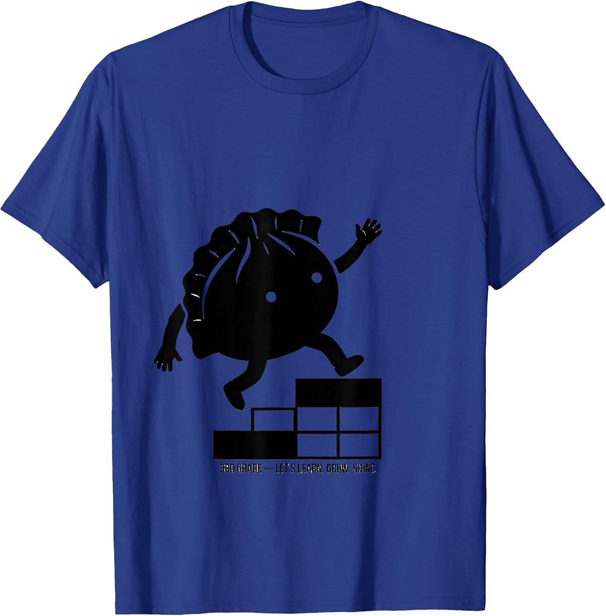 3rd Grade Let's Learn Grow Shine Cute Dumpling Back T-Shirt - Royal Blue