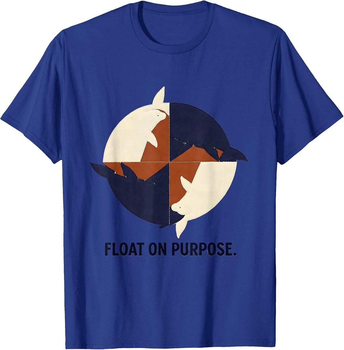 Men's Float On Purpose Quilt Block Manatee Lover Sea Cow Humor T-Shirt - Royal Blue