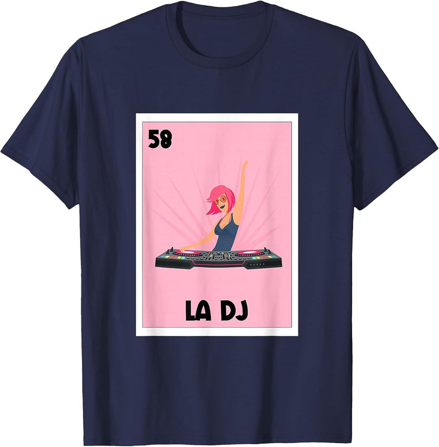 La DJ Mexican Bingo Card Game Spanish DJ Music Producer T-Shirt - Navy Blue