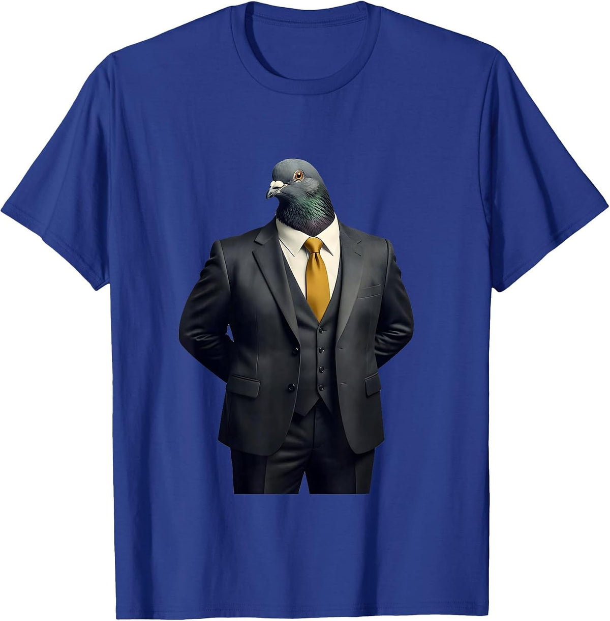 Pigeon in a Business Suit Funny Bird Design T-Shirt - Royal Blue