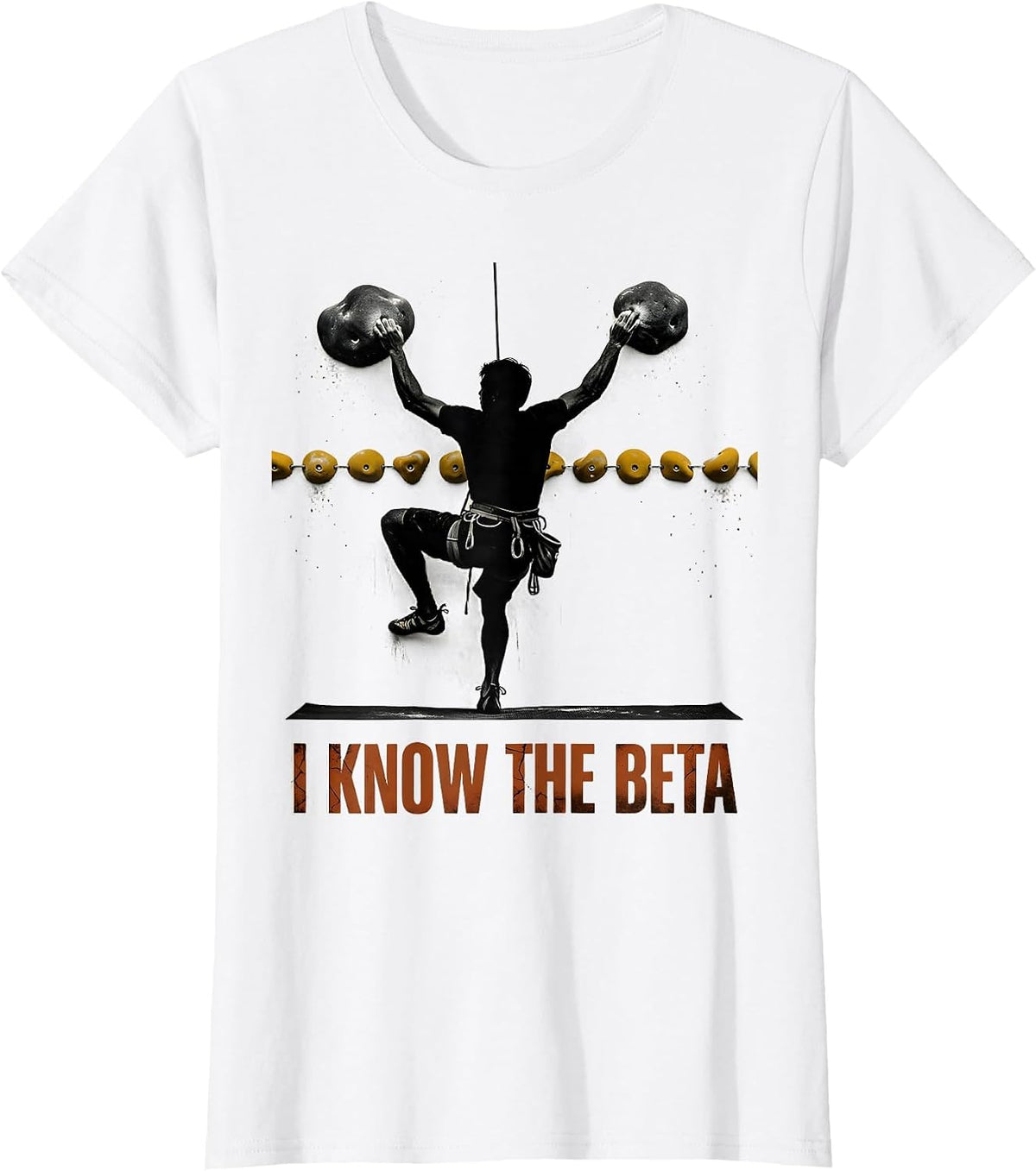 Women's I Know The Beta Distressed Funny Rock Climber Bouldering T-Shirt - White