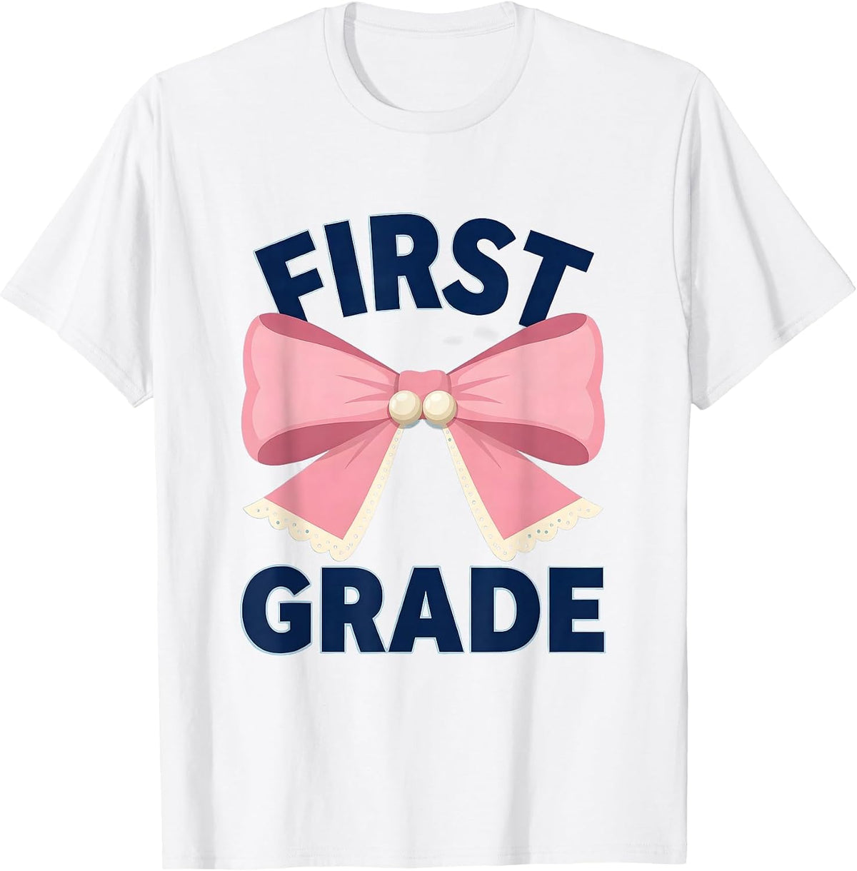 Men's First Grade Coquette Ribbon Teacher Back To School Girls T-Shirt - White