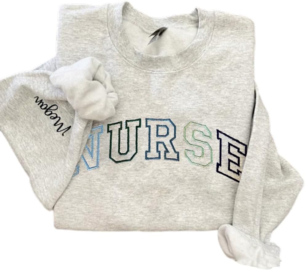 GODMERCH Personalized Embroidered Nurse Sweatshirts For Women, Nursing Shirts, Nurse Life Shirts, Nurse Gifts For Women,