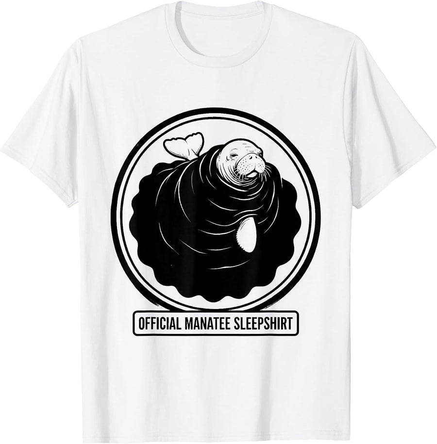Men's Official Manatee Sleepshirt Cute Animal Lover Lounge T-Shirt - White