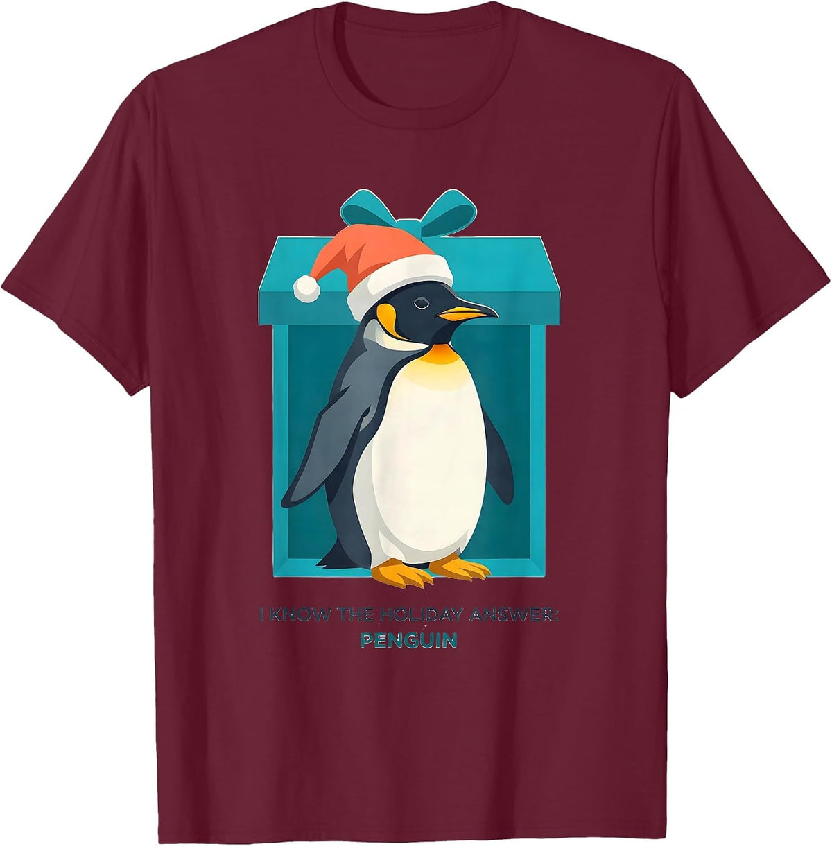 I Know The Holiday Answer: Penguin Funny Penguin Lover T-Shirt - Burgundy