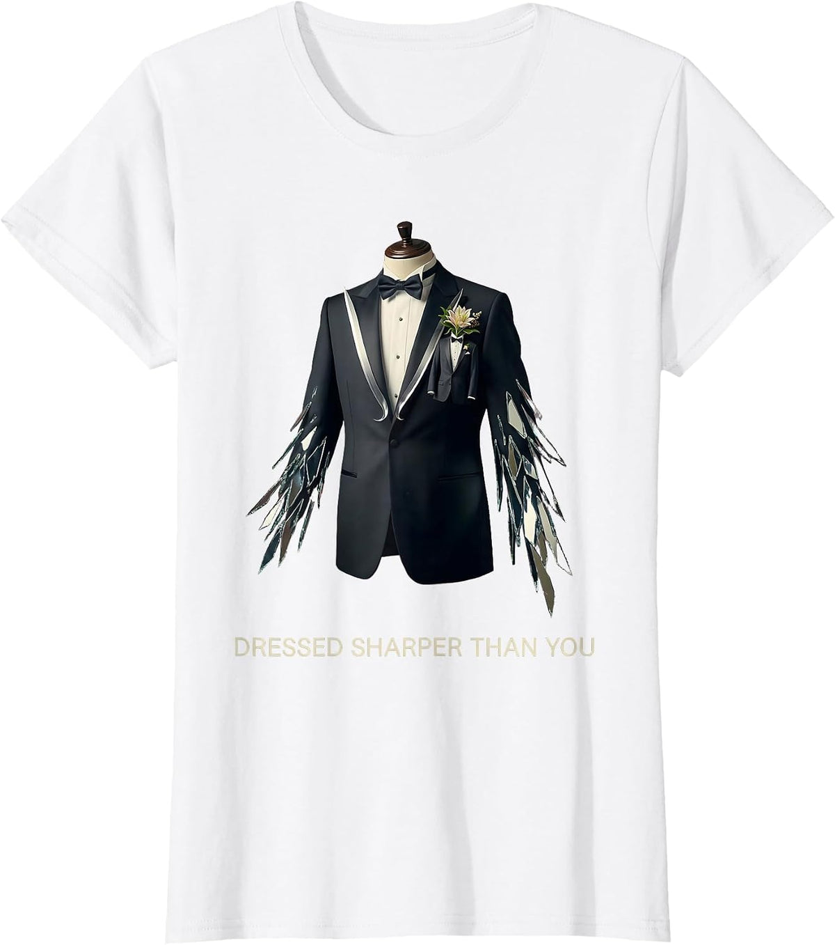 Dressed Sharper Than You Tuxedo Graphic Design T-Shirt - White
