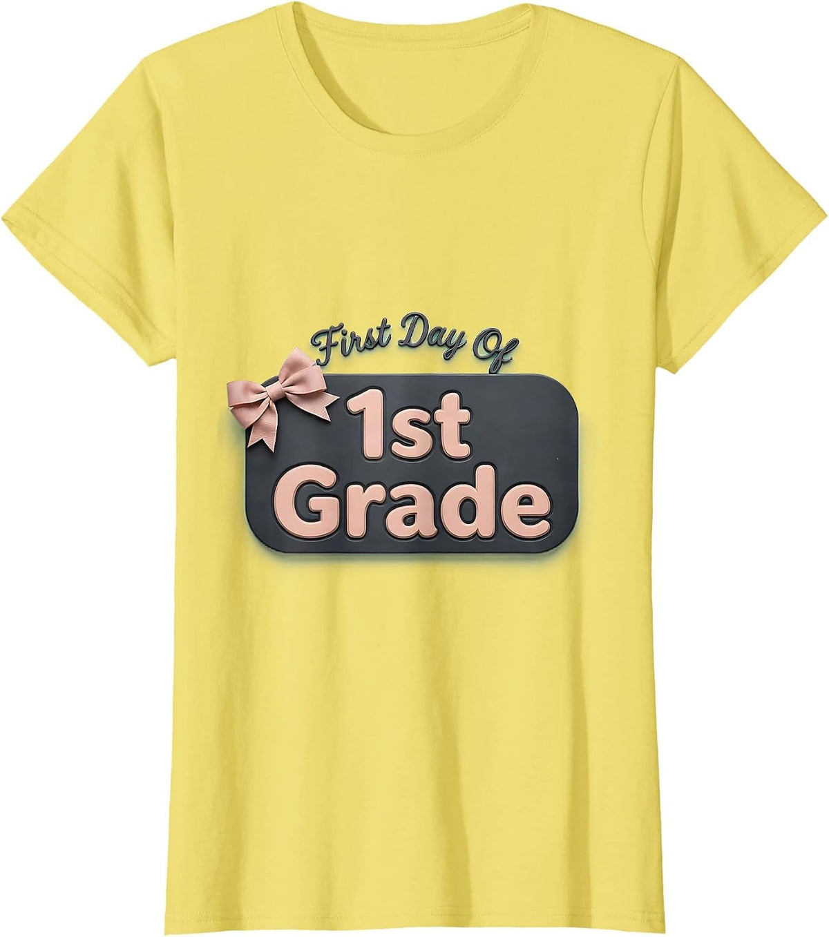 Women's First Day Of 1st Grade Girly Coquette Bow Back To School T-Shirt - Lemon Yellow