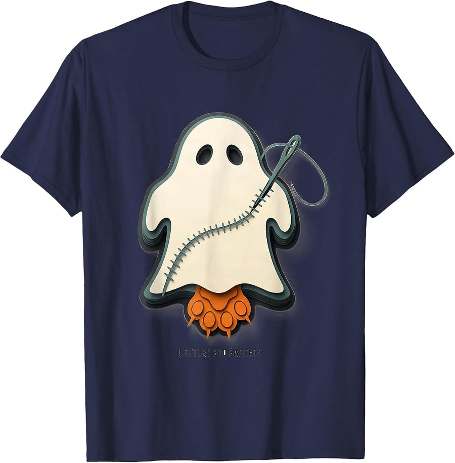 I Suture Boo Patients Funny Vet Tech Halloween Humor T-Shirt - Navy Blue