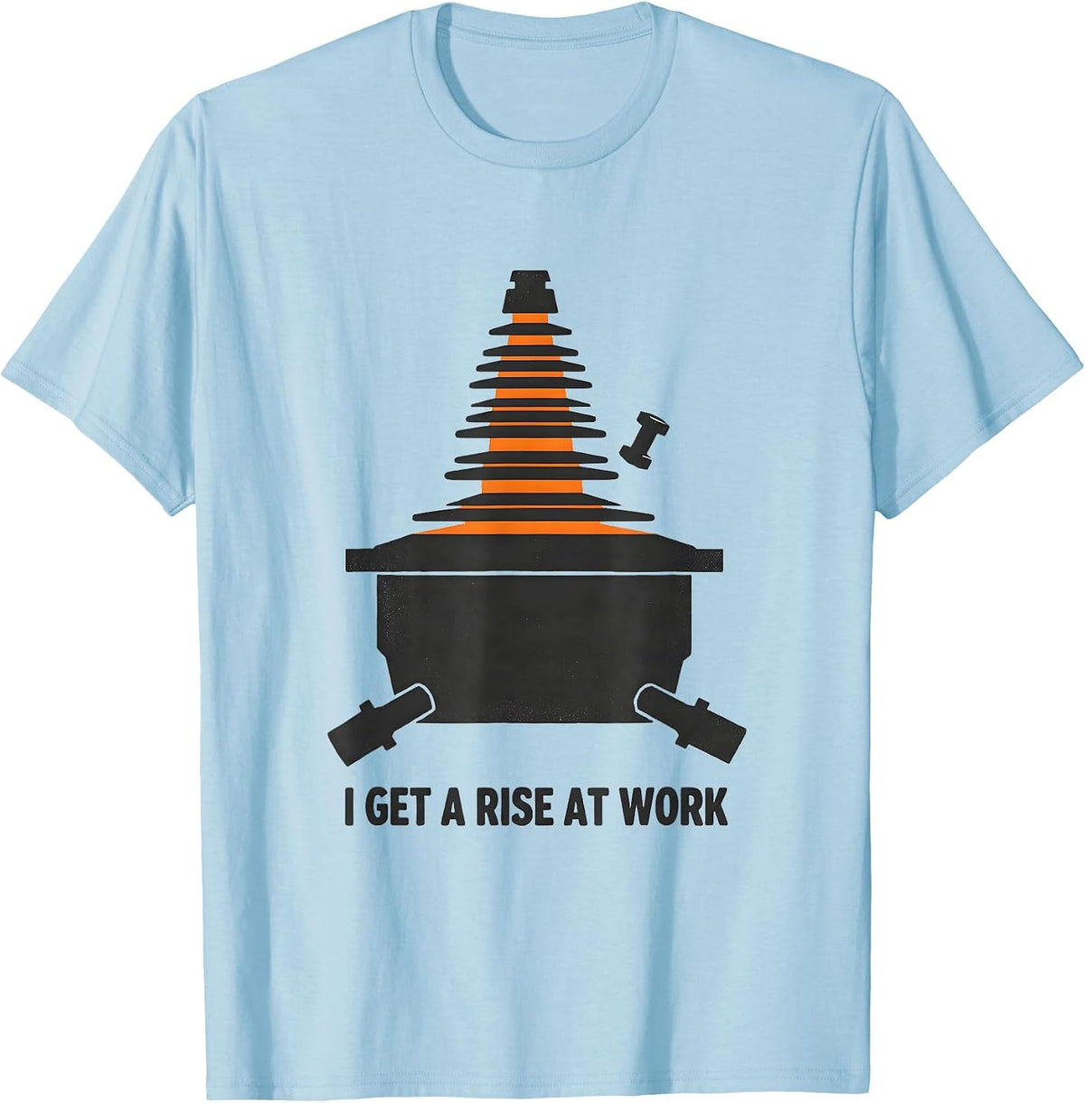 Men's I Get A Rise At Work Funny Electrician Skeleton Lineman Gift T-Shirt - Baby Blue