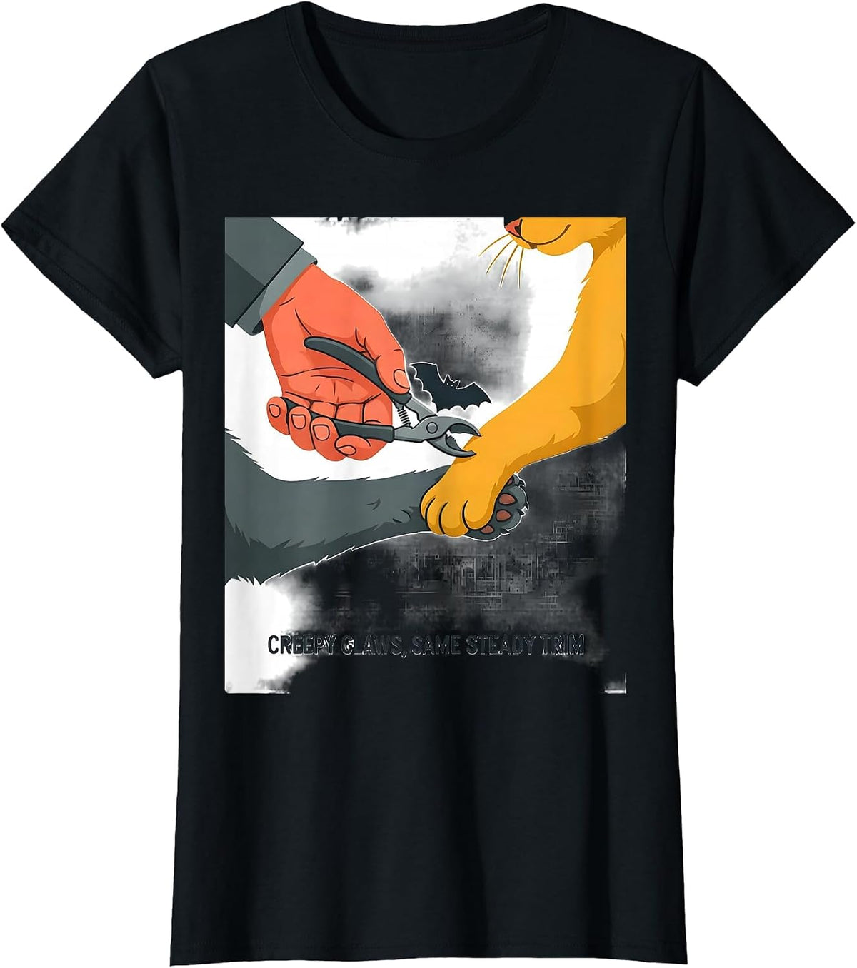 Creepy Claws Same Steady Trim Funny Vet Tech Veterinary T-Shirt - Black