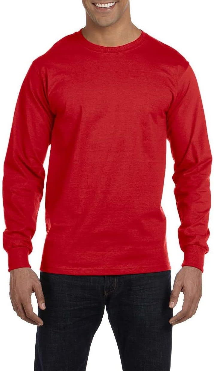 JustBlanks Mens DryBlend 5.5-Ounce 50 Cotton/50 Poly Long Sleeve T-Shirt Double Needle Neck Rib Knit Cuffs Taped Neck for