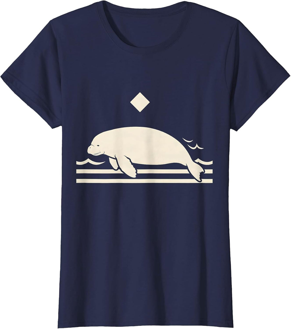 Women's Manatee Silhouette Funny Wildlife Lover Gift T-Shirt - Navy Blue