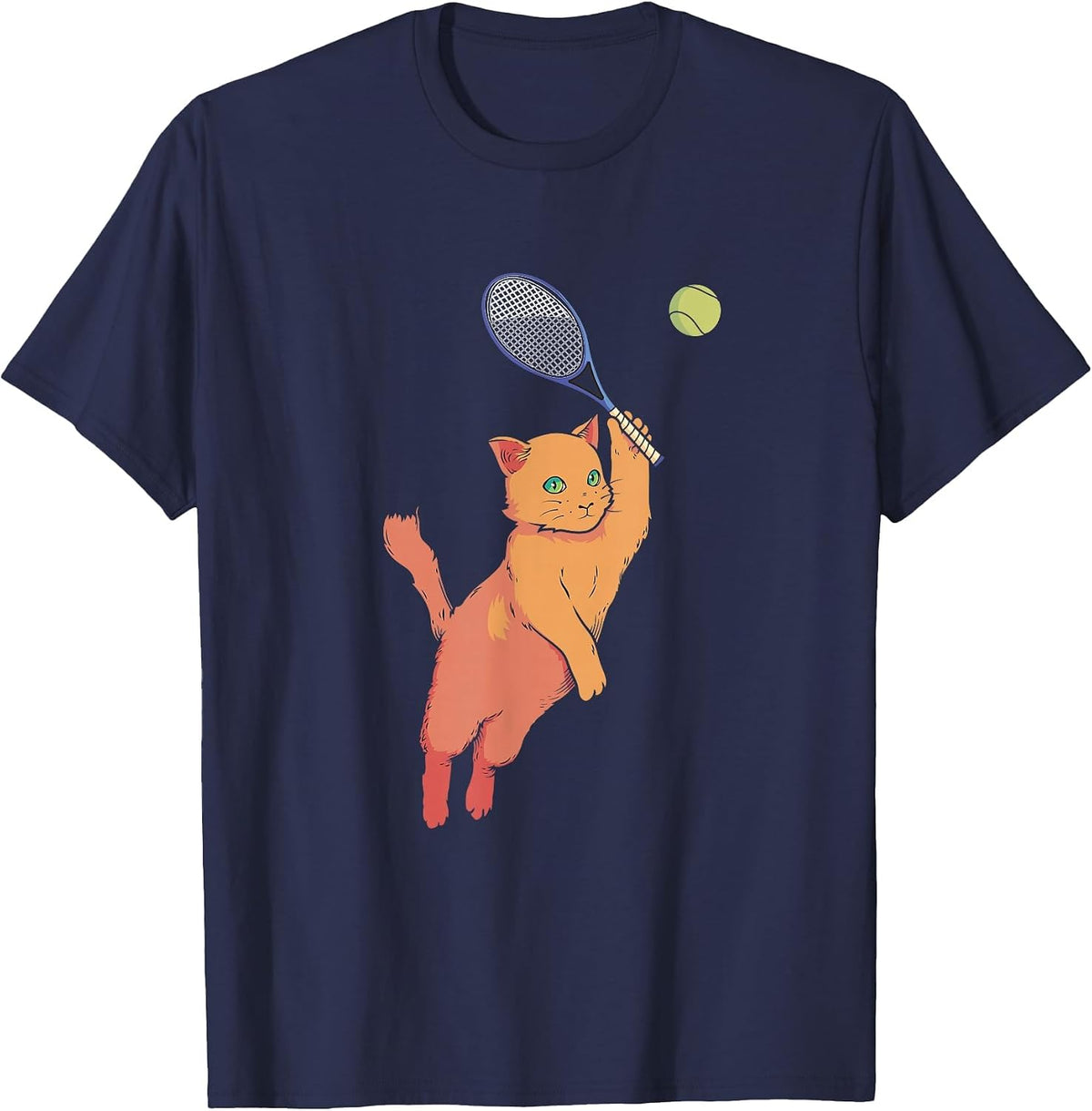 Tennis Player Racquets Cat Tennis Lover Racket Sport T-Shirt - Navy Blue