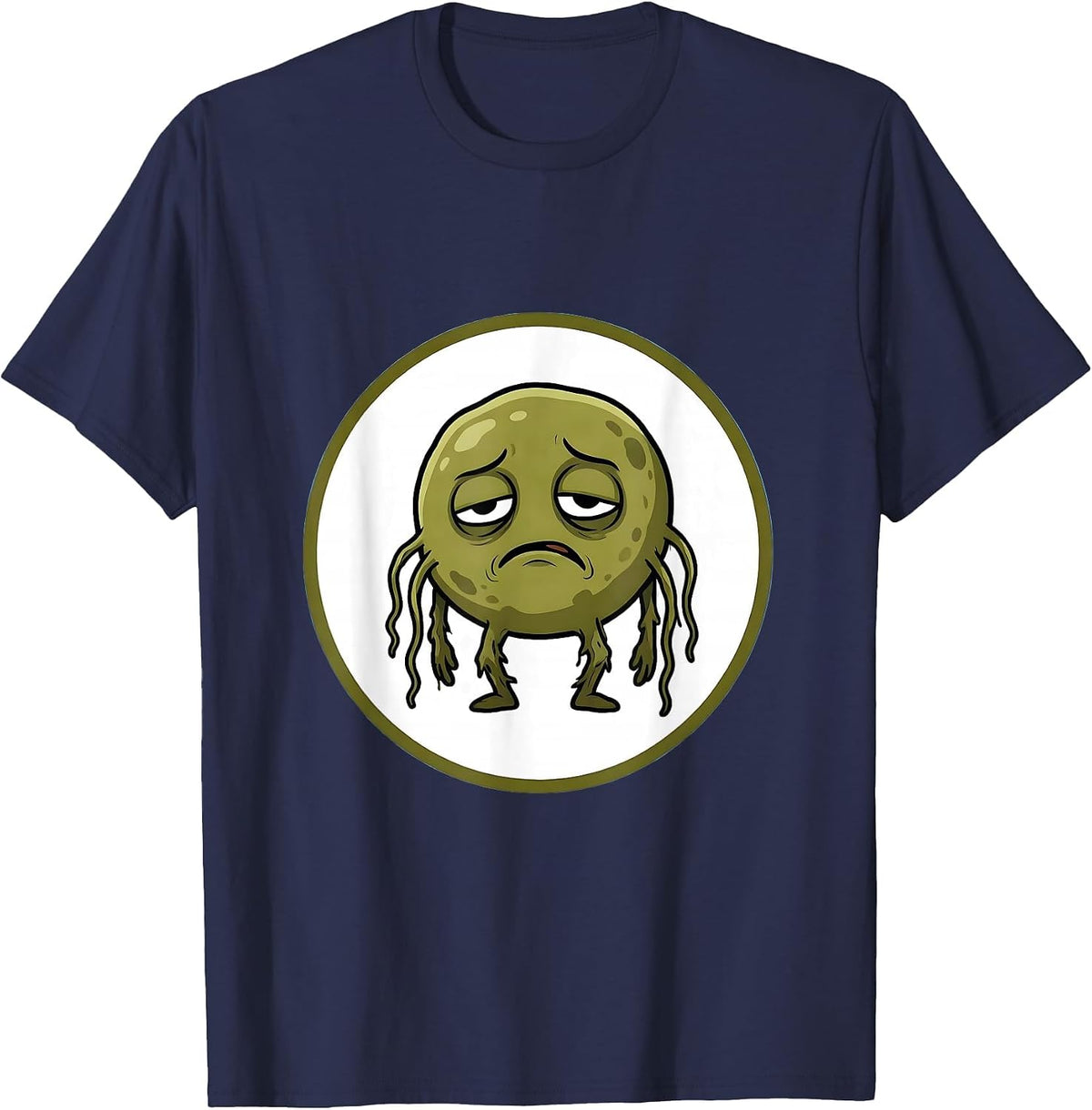 School Nurse Defeated Germ Cartoon Illustration T-Shirt - Navy Blue