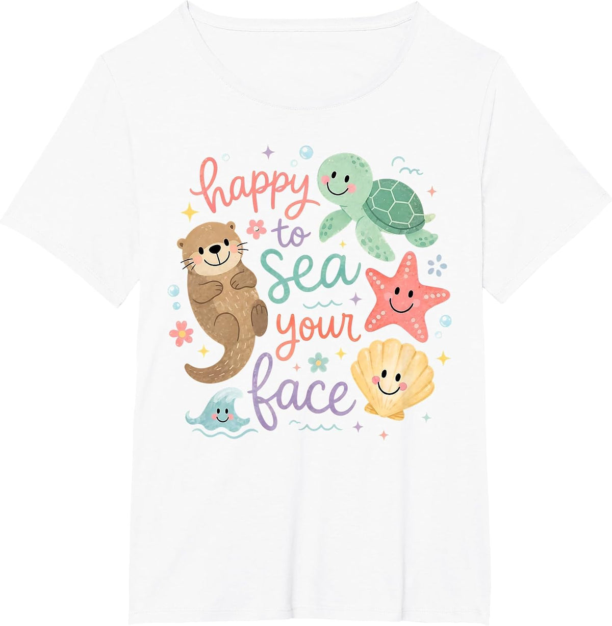 Happy to Sea Your Face Teacher Back to School Ocean T-Shirt - White