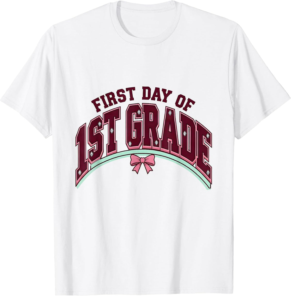 Men's First Day Of 1st Grade Cute Girly Back To School Bow T-Shirt - White