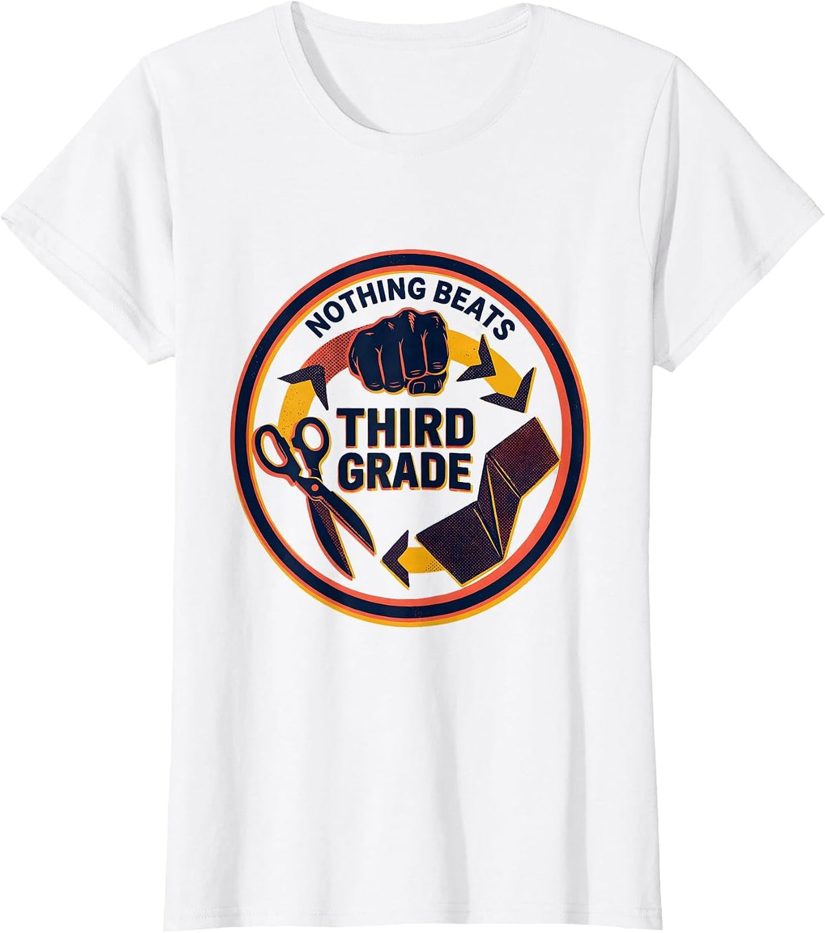 Women's Nothing Beats Third Grade Back to School Rock Paper Scissors T-Shirt - White