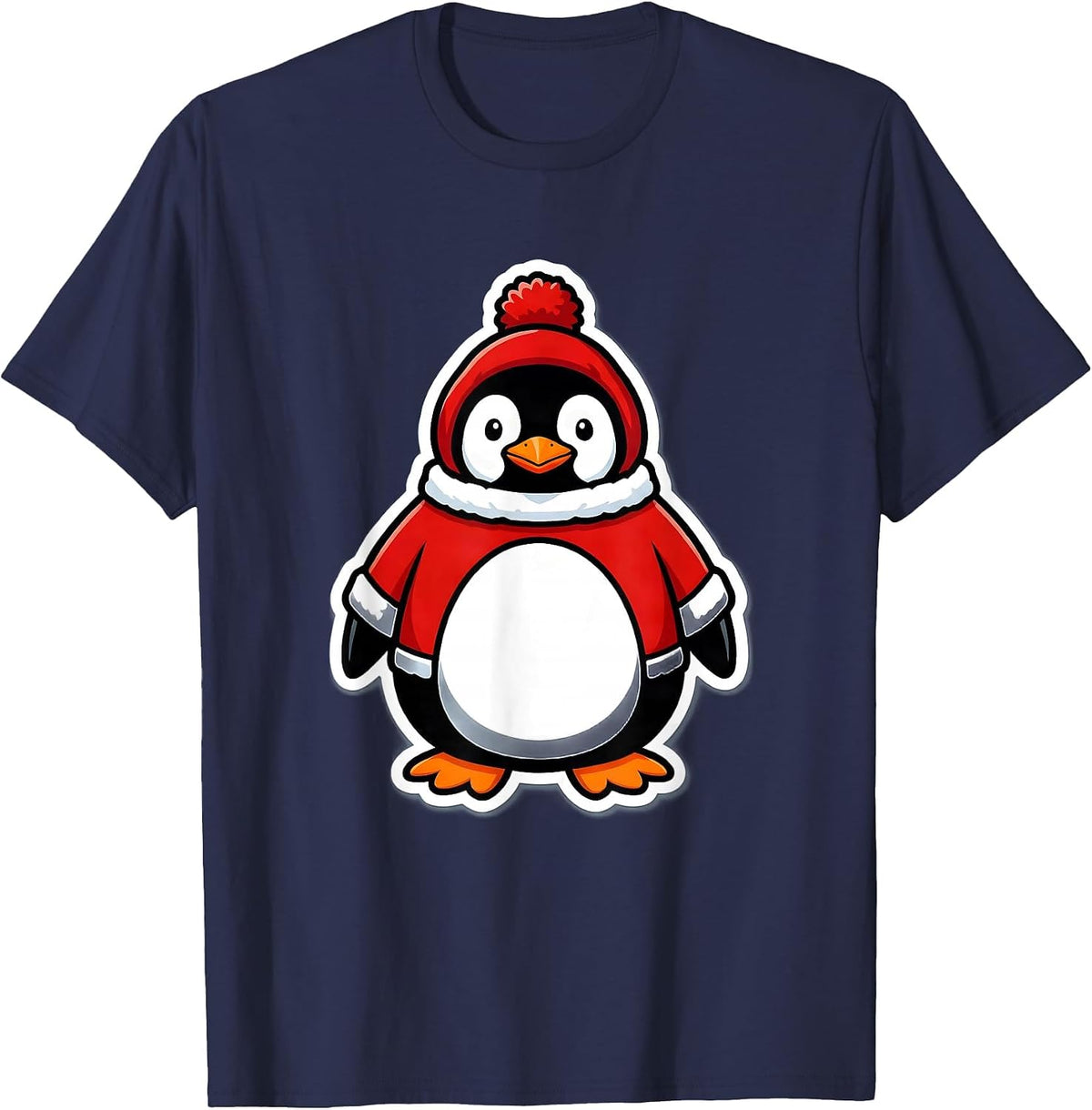 Rounded Penguin Christmas Sweater Funny Penguin Lover Gift T-Shirt - Navy Blue