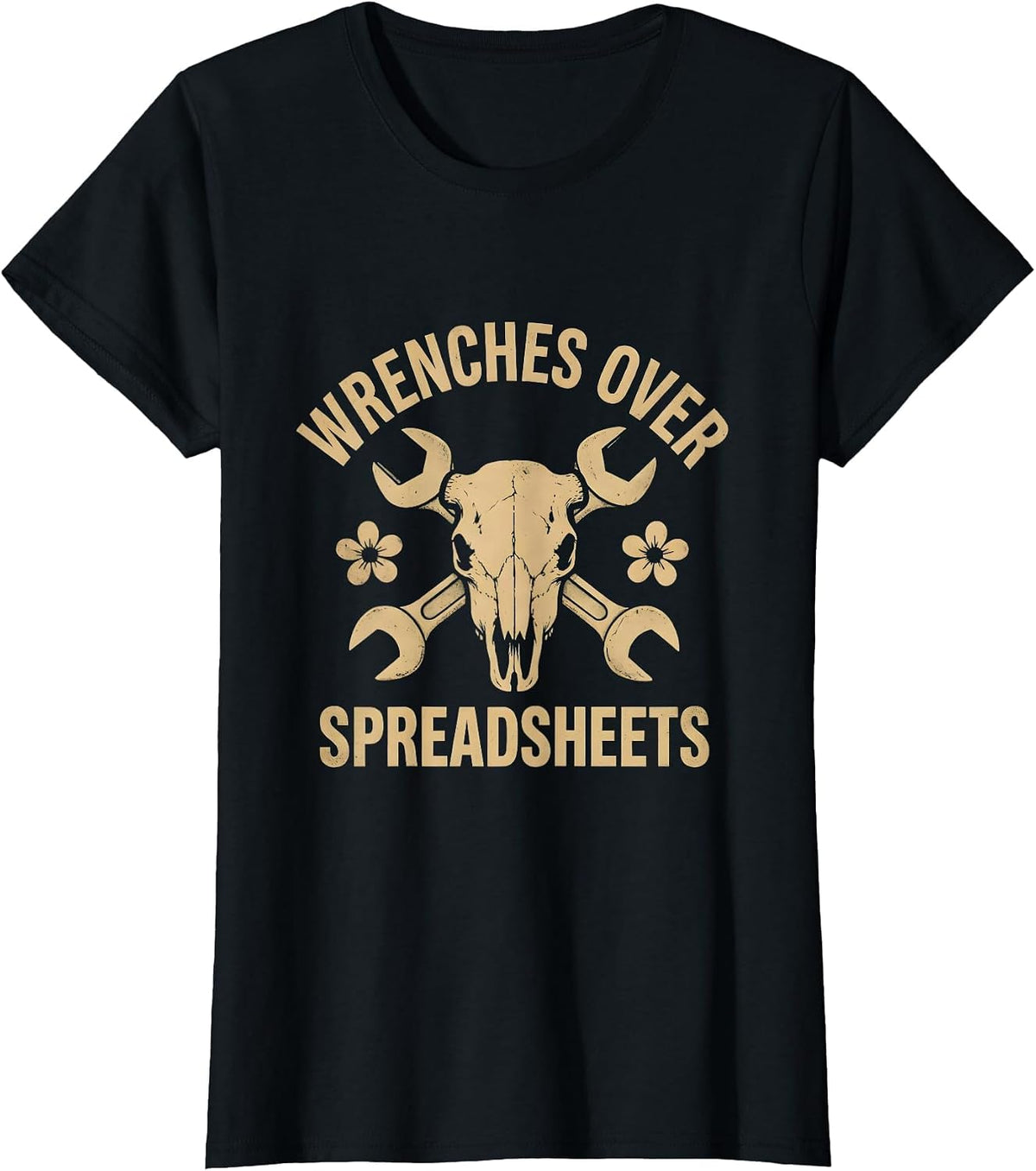 Wrenches Over Spreadsheets Blue Collar Pride T-Shirt - Black