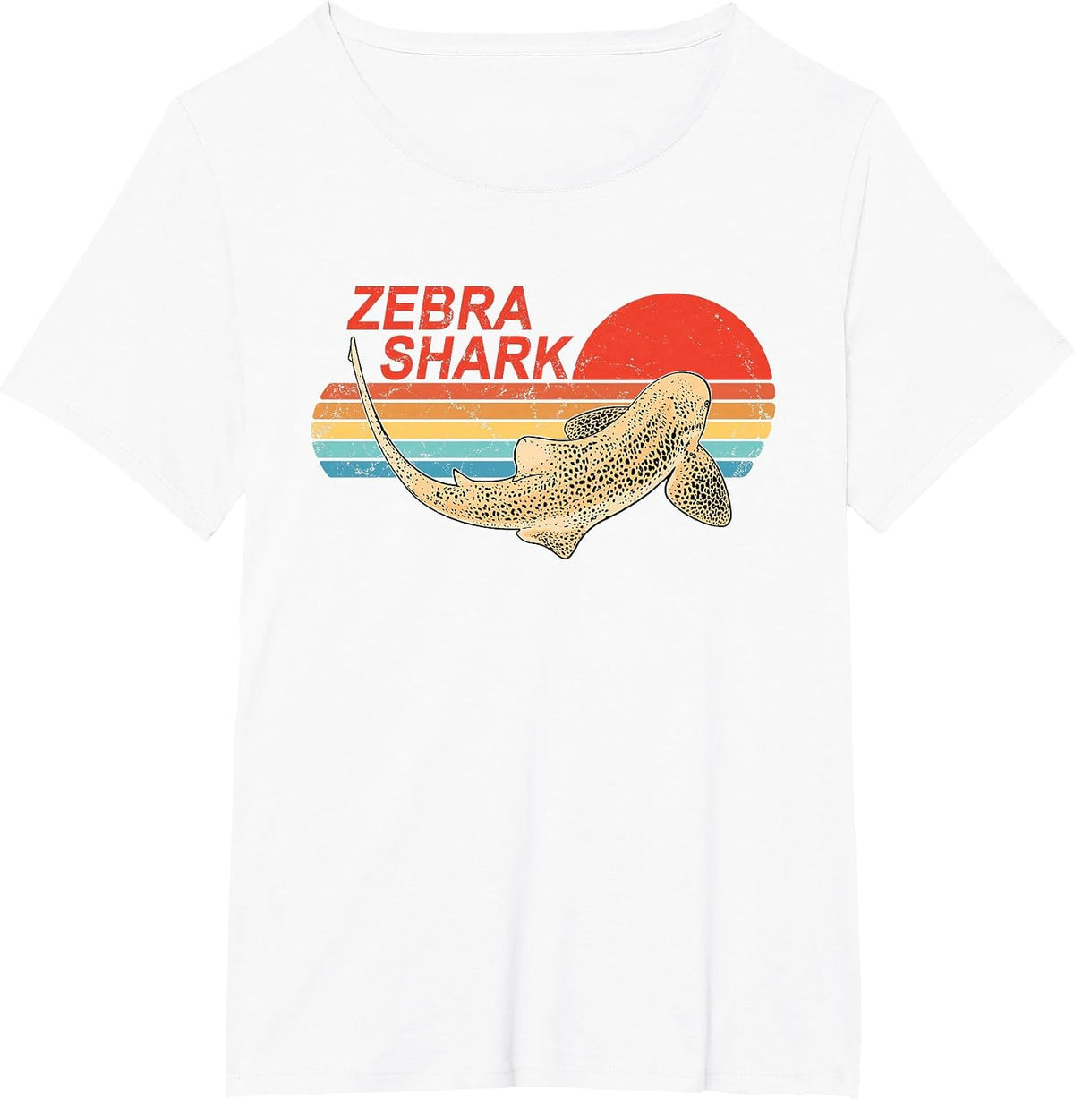 Vintage Sunset Zebra Shark T-Shirt - White