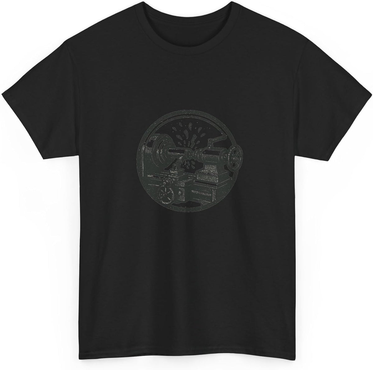 Vintage Metal Lathe Machinist T-Shirt Industrial Trade Worker Mechanical Badge Graphic Gifts for Men - Black