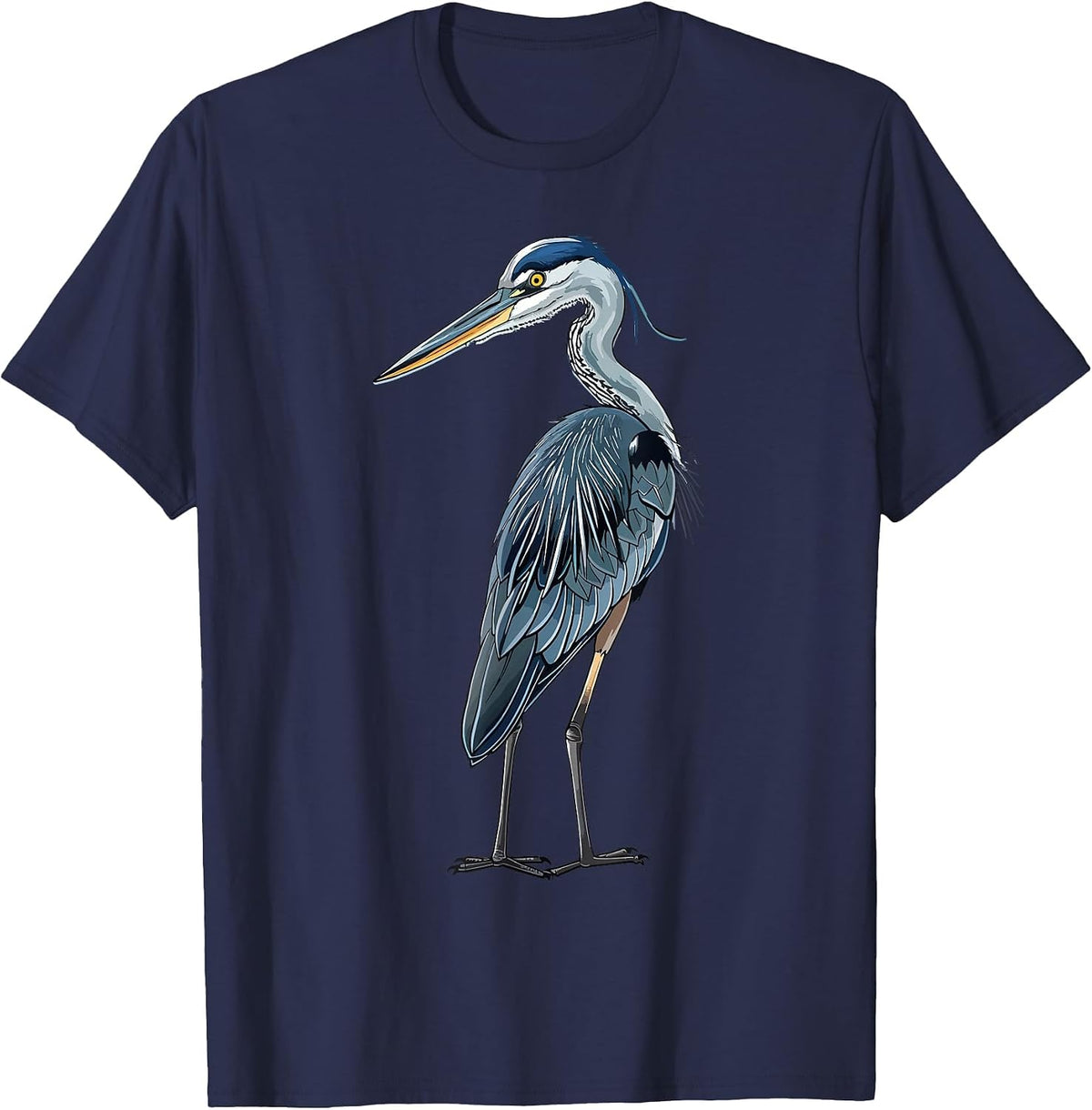 Blue Heron Bird Birding T-Shirt - Navy Blue