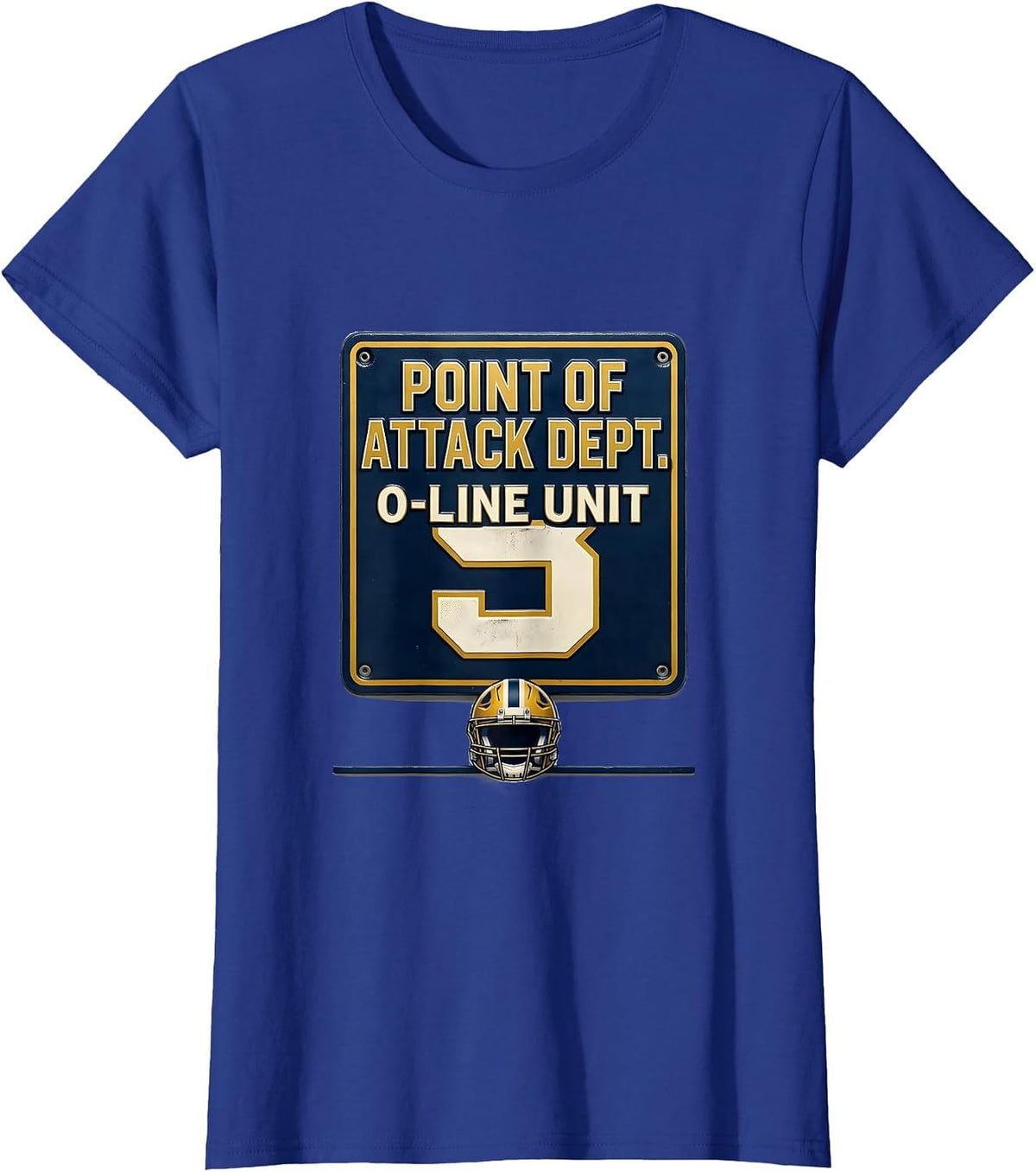 Women's Point Of Attack Dept. O-Line Unit Funny Football Lineman T-Shirt - Royal Blue
