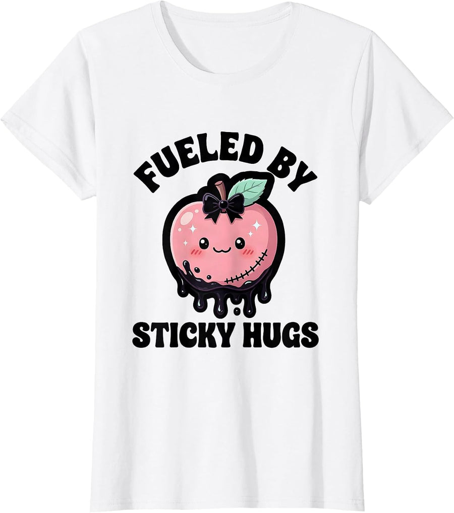 Women's Fueled by Sticky Hugs First Grade Teacher T-Shirt - White