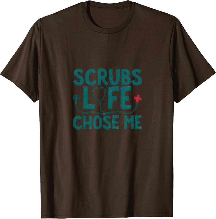 Scrubs Life Chose Me Hospice Nurse Design T-Shirt - Brown